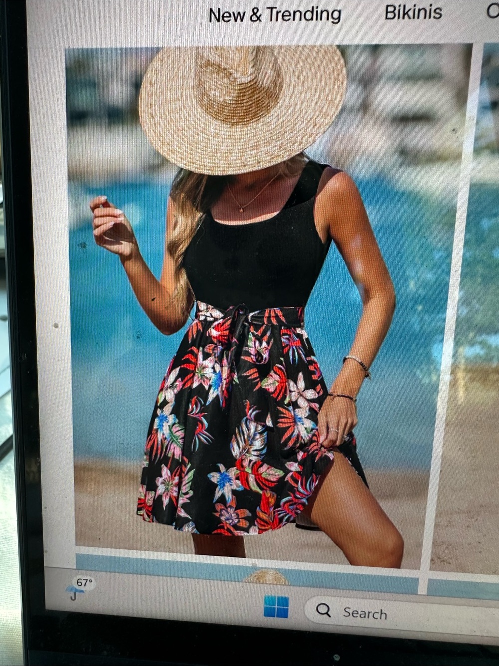 Cupshe Black Floral Tie-Waist Sundress